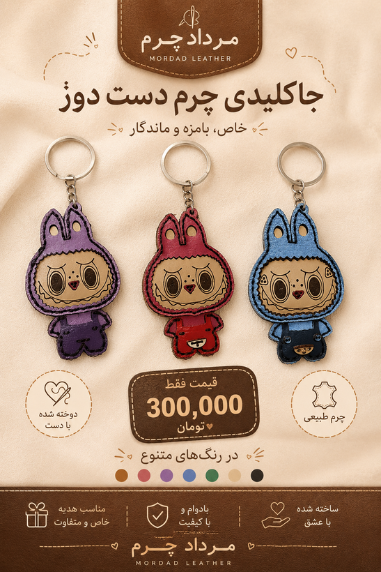 جاکلیدی چرمی طرح لبوبو